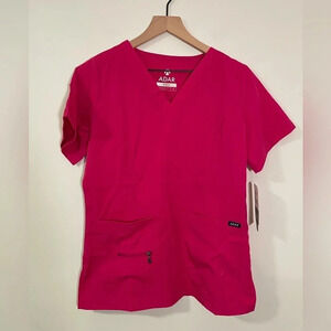 NWT ADAR Pro Elevated V-Neck Pink Scrub Top, Size Small